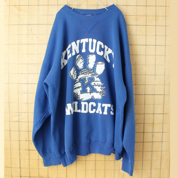 ビッグサイズ 90s 00s USA KENTUCKY WILDCATS プリント スウェット ブルー メンズXXL相当 アメリカ古着
