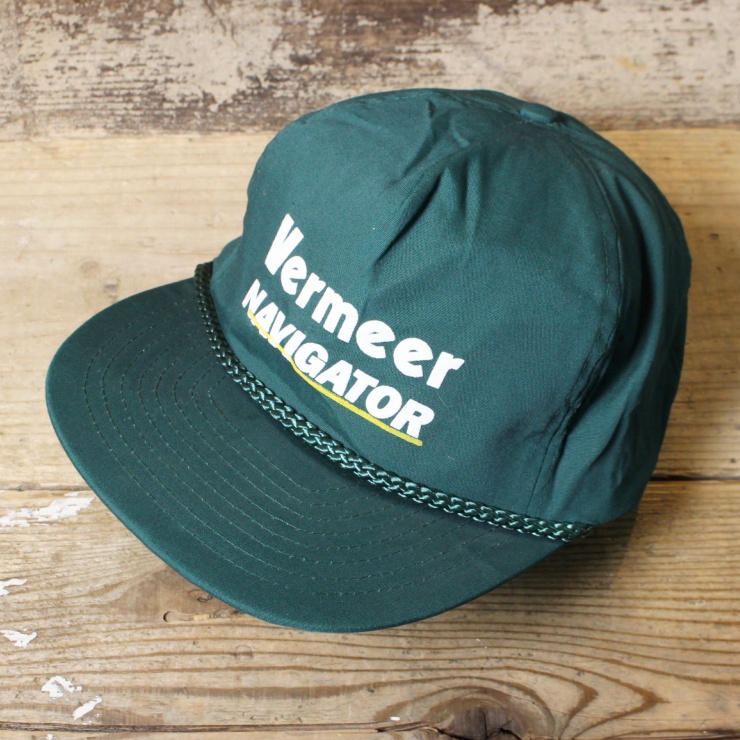 USA プリント キャップ 帽子 Vermeer NAVIGATOR グリーン 緑 フリーサイズ アメリカ古着