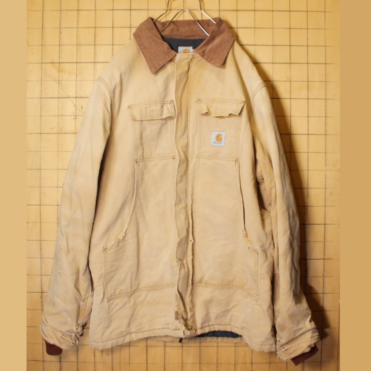 80s 90s USA製 carhartt カーハート トラディショナルコート ダック ワーク ジャケット キルティング ブラウン メンズXXL相当  アメリカ古着