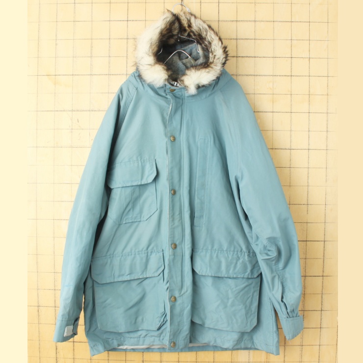 70s 80s USA Woolrich ウールリッチ マウンテンパーカー ジャケット ライトブルー レディースL メンズM相当 ウールライナー アメリカ古着