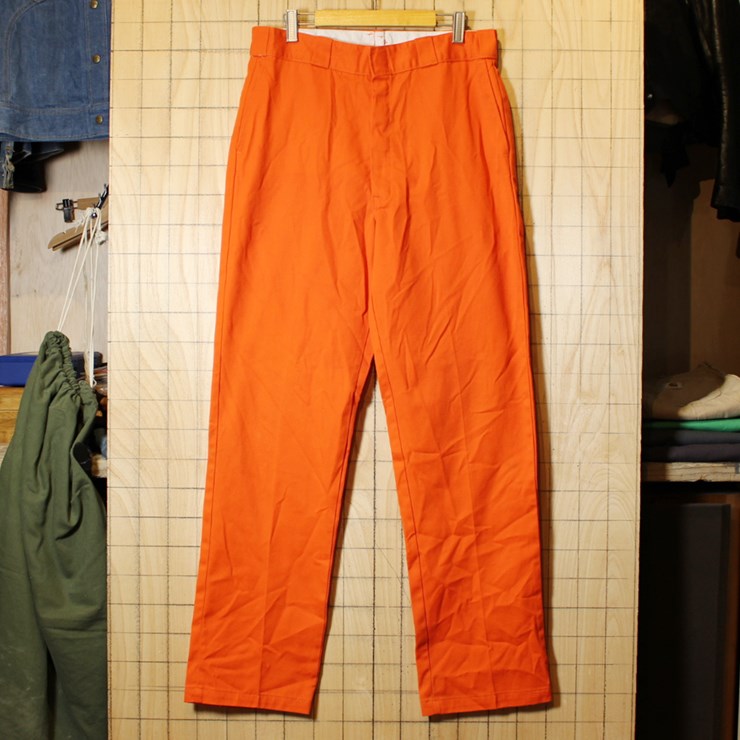 USA製 古着 Dickies ディッキーズ 874 ワークパンツ W34 オレンジ ss101