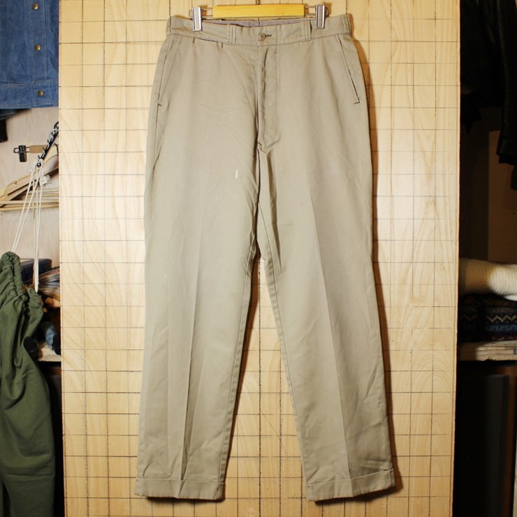 USA製 古着 BIG SMITH ワークパンツ GRIPPER ZIPPER ベージュ W33 LOCK prest ビッグスミス