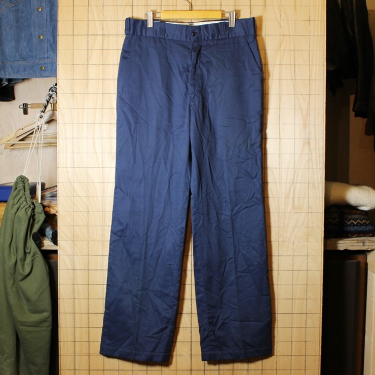 USA製 80s 古着 Sears ワークパンツ チェックネルライナー付 SCOVILL ネイビー W36L33 シアーズ