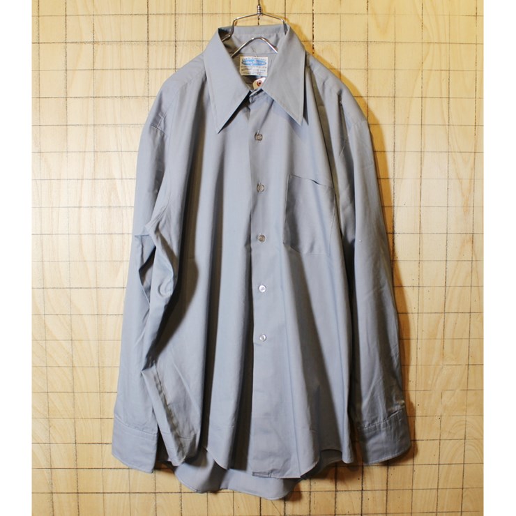 USA製 ワークシャツ 60s-70s ビンテージ 古着 グレー メンズL相当 ライトフランネル custom fashioned