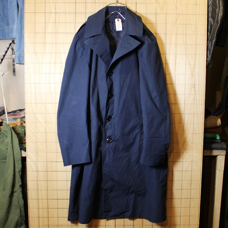 ミリタリー 古着 ネイビー ステンカラーコート レインコート 38R メンズL相当 Raincoat,Man Removable liner