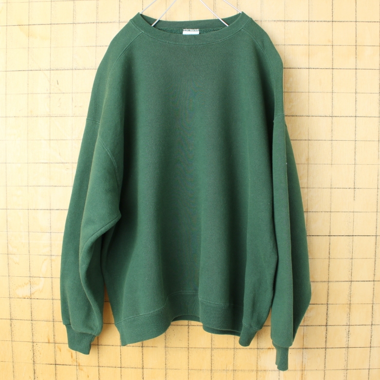 90s USA製 Chic プレーンスウェット グリーン メンズL 無地 アメリカ古着