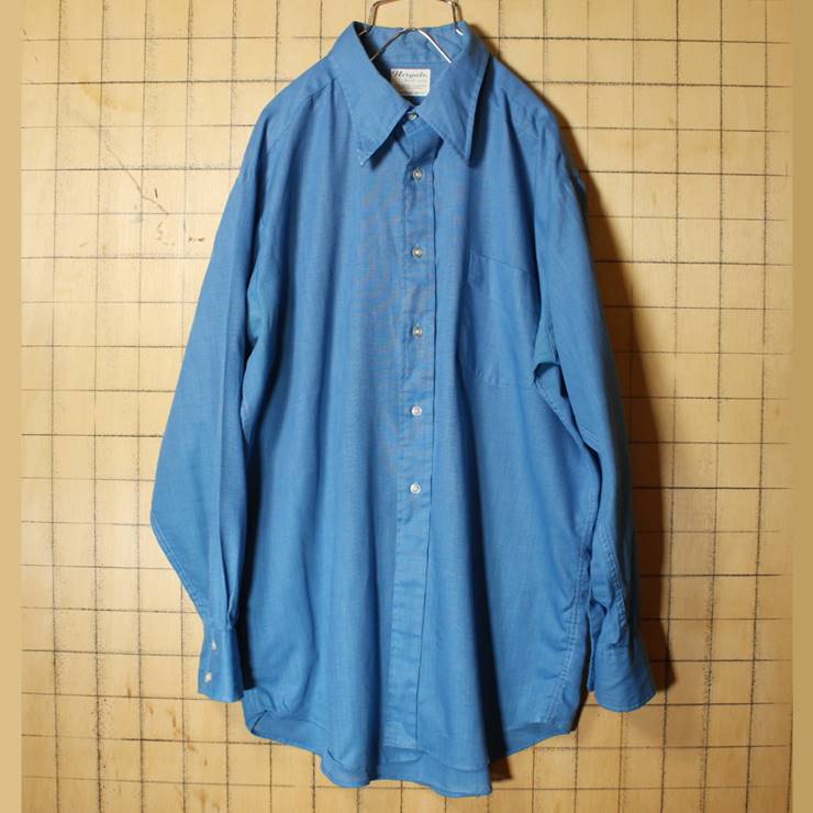 60s 70s Norgate ライトフランネル シャツ メンズXL相当 ブルー 青 長袖 アメリカ古着