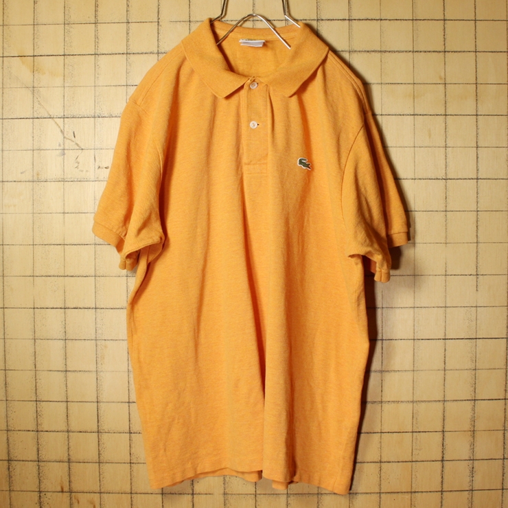 フランス企画 フレンチラコステ Lacoste 半袖 ポロシャツ オレンジ メンズM相当 ワンポイント ヨーロッパ古着