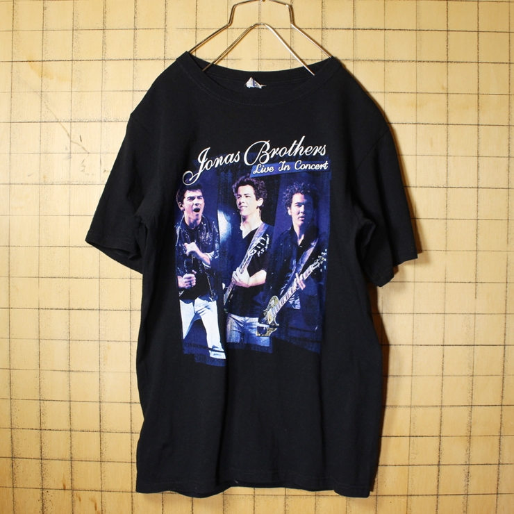 anvil Jonas Brothers 両面プリント 半袖 バンドTシャツ ブラック 黒 メンズS相当 アメリカ古着