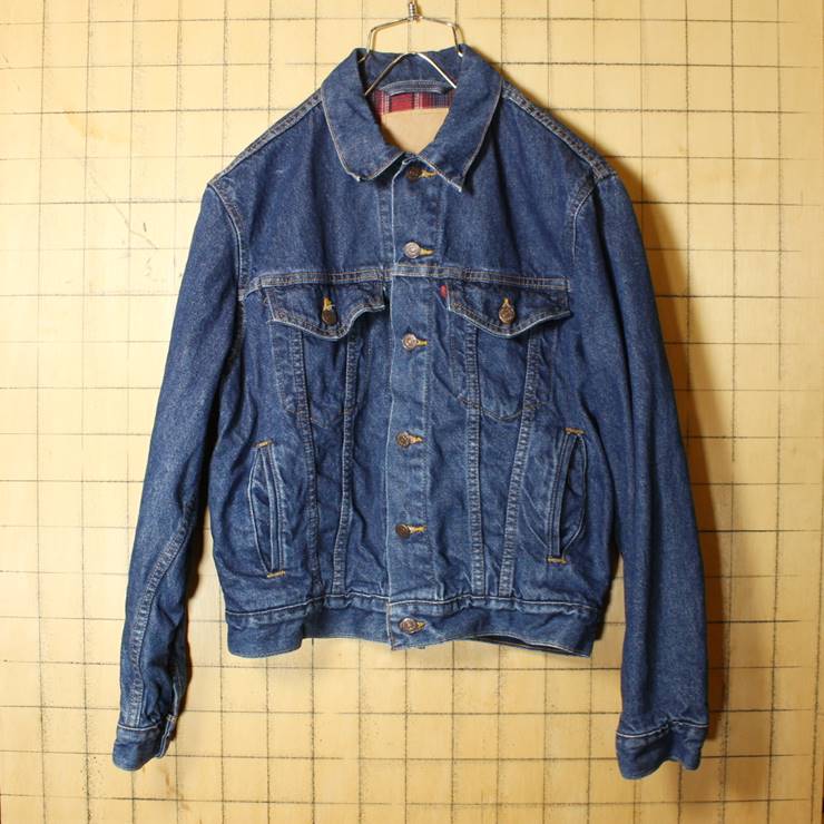 USA製 90s Levis リーバイス 70506 デニム ジャケット メンズ36 ネルライナー ブルー 濃紺 アメリカ古着