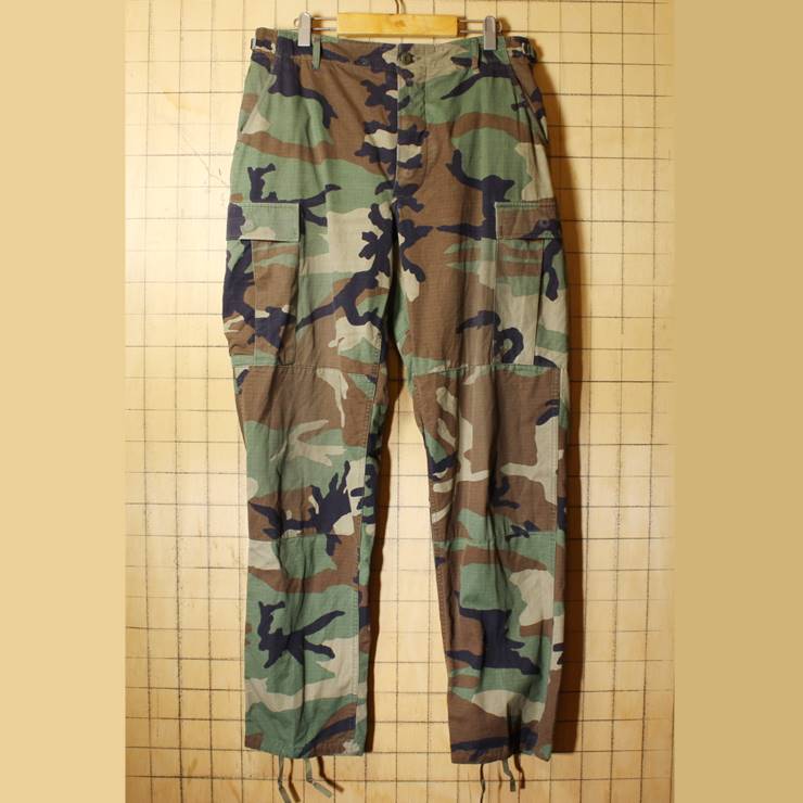 90s U.S.ARMY ミリタリー カーゴパンツ W33相当 ウッドランドカモ MEDIUM-LONG 米軍実品 迷彩 アメリカ古着