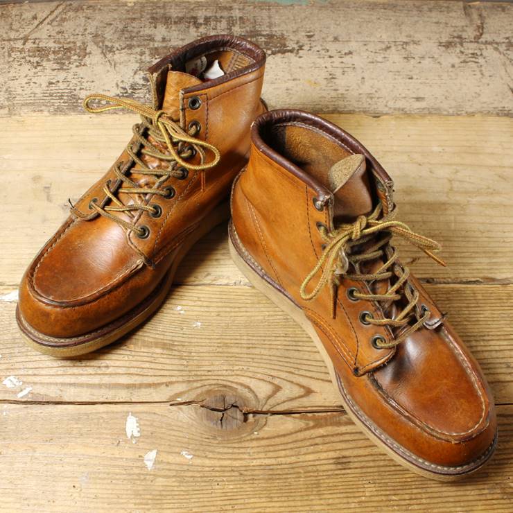 90s USA製 RED WING レッドウィング 875 レザー ワーク ブーツ 25cm相当 6 1/2 ワイズE クラシック モックトゥ 古着 USED