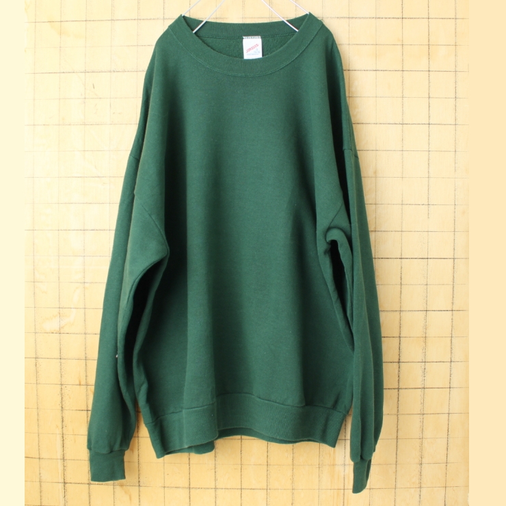 ビッグサイズ 80s 90s USA製 JERZEES ジャージーズ プレーンスウェット グリーン メンズ2X 無地 アメリカ古着