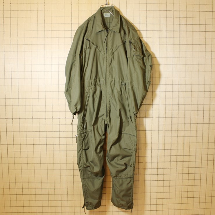 CVC COVERALLS USA製 80s ミリタリー フライトスーツ つなぎ 古着 オリーブドラブ カーキ SMALL-SHORT