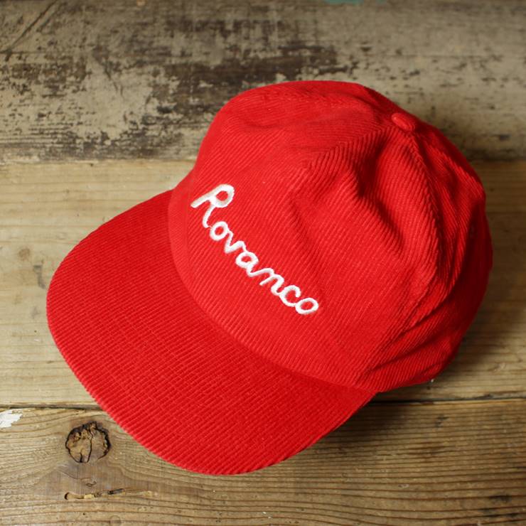 USA コーデュロイ キャップ 帽子 Rovanco 刺繍 レッド 赤 フリーサイズ 古着