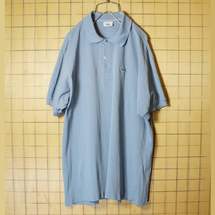 フレンチラコステ Lacoste 半袖 ポロシャツ ライトブルー メンズL相当 ワンポイント フランス企画 古着 022620ss34