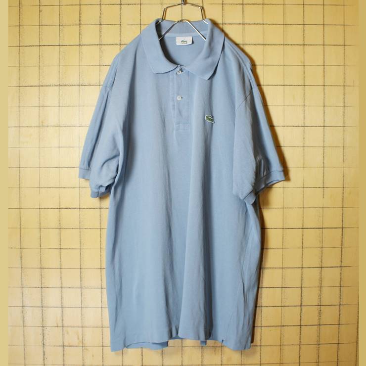 フレンチラコステ Lacoste 半袖 ポロシャツ ライトブルー メンズL相当 ワンポイント フランス企画 古着 022620ss34