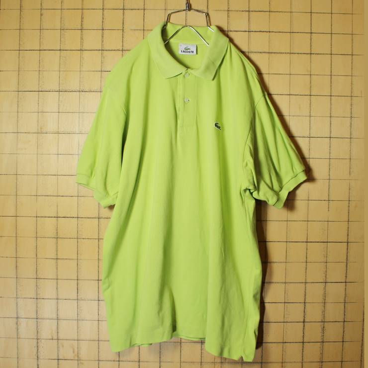 フレンチラコステ Lacoste 半袖 ポロシャツ ライトグリーン メンズL相当 ワンポイント 黄緑 フランス企画 古着 022620ss39