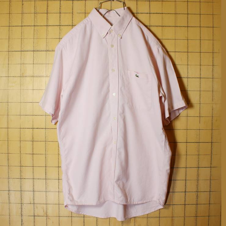 80s フレンチラコステ Lacoste 半袖 ボタンダウン シャツ ピンク メンズM相当 古着