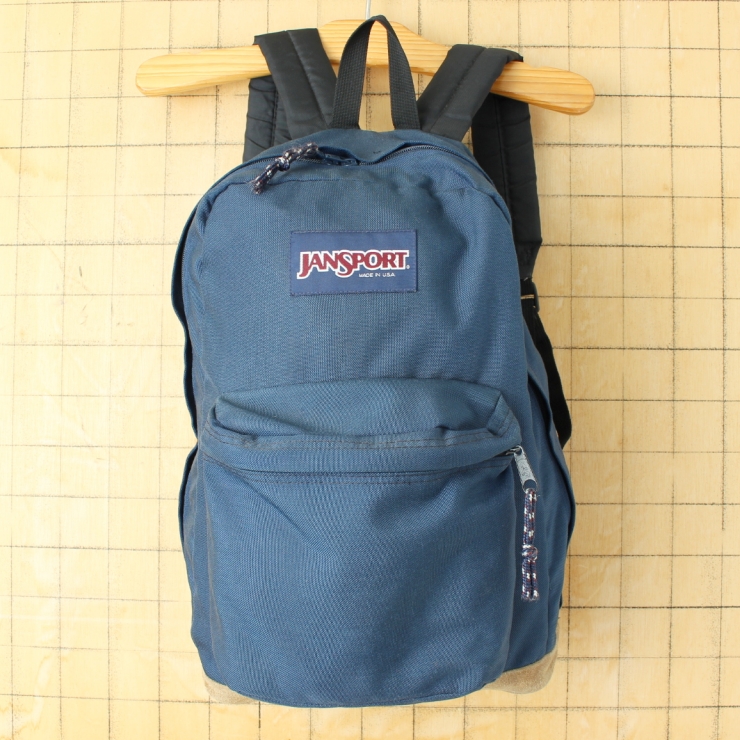 80s 90s USA製 JANSPORT ジャンスポーツ リュックサック ボトムスエードレザー ネイビー バックパック アメリカ古着