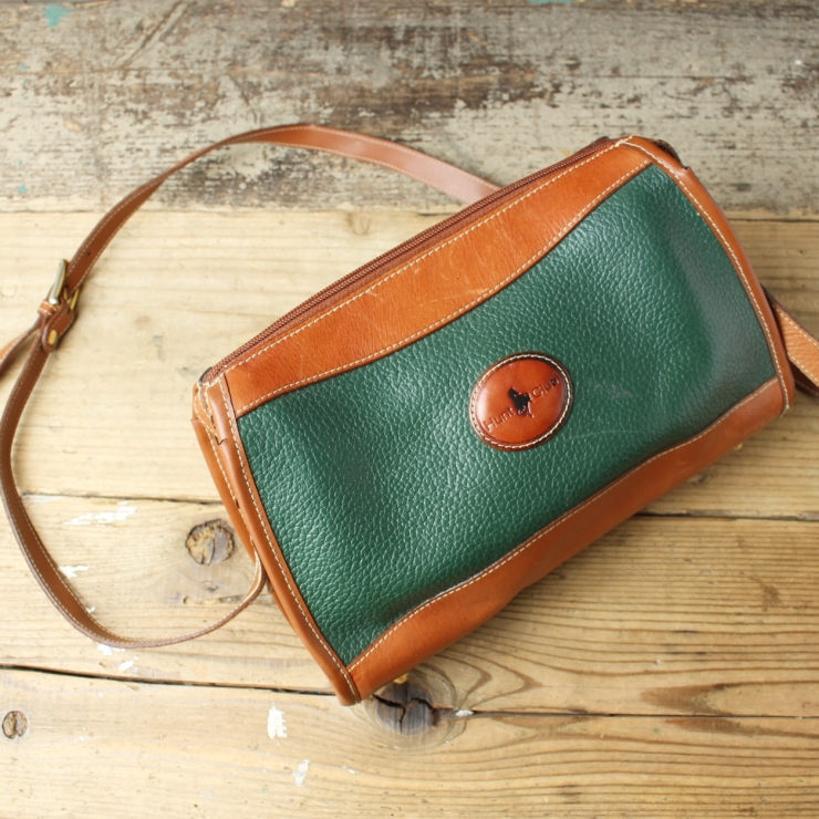 USA Hunt Club レザーショルダーバッグ ブラウン グリーン アメリカ古着