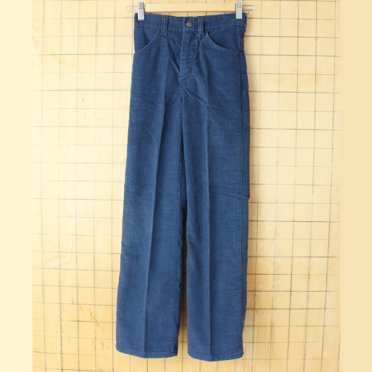 70s 80s USA Sears キッズ コーデュロイパンツ 140cm相当 SCOVILL ネイビーブルー アメリカ古着
