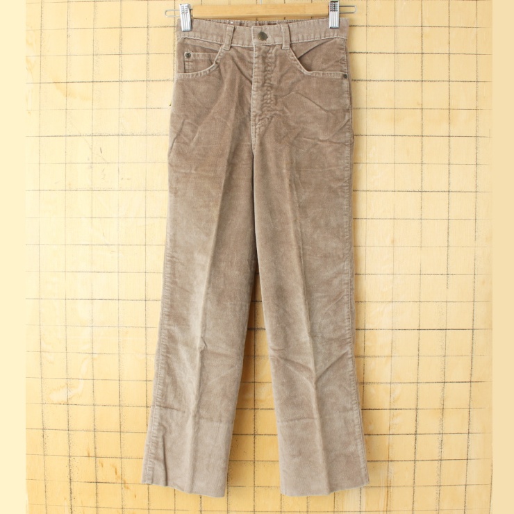 70s 80s USA製 bon Jour キッズ ベロアパンツ 140cm相当 TALON ベージュ アメリカ古着