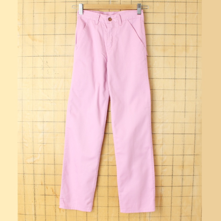 70s 80s USA SUNSHINE STUFF キッズ ペインターパンツ 140cm相当 ピンク アメリカ古着