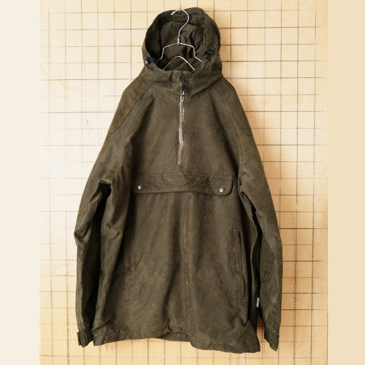 90s FRANCE PERCUSSION ハンティング アノラックパーカー ハーフジップ ジャケット カーキ メンズL ヨーロッパ古着
