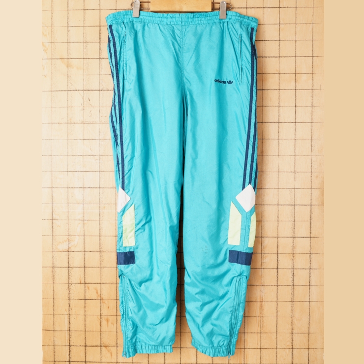 90s 00s EURO adidas アディダス ナイロンパンツ エメラルドグリーン メンズM ヨーロッパ古着