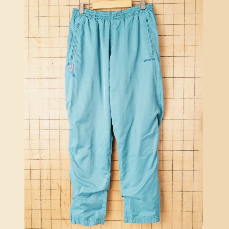 90s 00s EURO adidas アディダス ナイロンパンツ スモークブルー メンズL相当 ヨーロッパ古着
