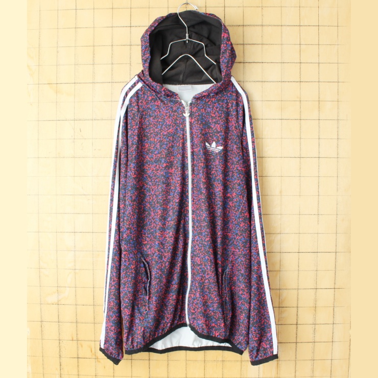 90s 00s adidas アディダス トラックジャケット ジップアップ ジャージ レッド ブラック メンズML相当 古着