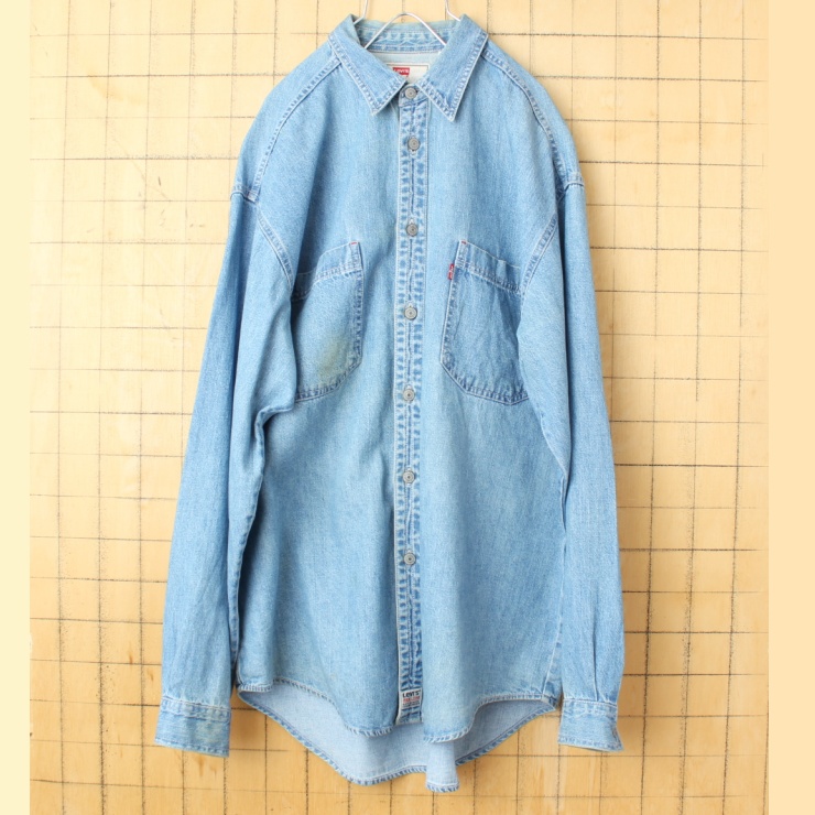 90s 00s Levis リーバイス デニム シャツ ブルー メンズM 長袖 アメリカ古着