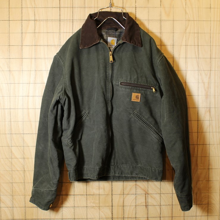 Carhartt カーハート 古着 グリーン 裏地ブランケット ダック ジャケット メンズS / 古着屋ataco garage