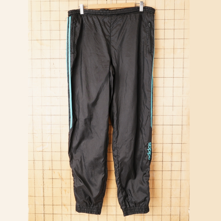 90s 00s EURO adidas アディダス ナイロンパンツ ブラック メンズL相当 ヨーロッパ古着