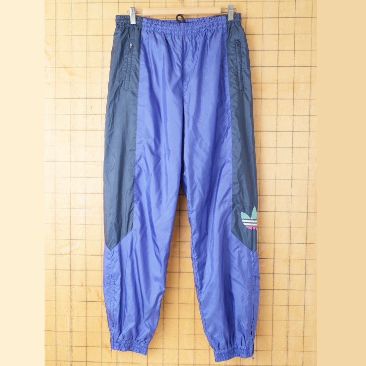 90s 00s EURO adidas アディダス ナイロンパンツ パープル メンズML相当 ヨーロッパ古着
