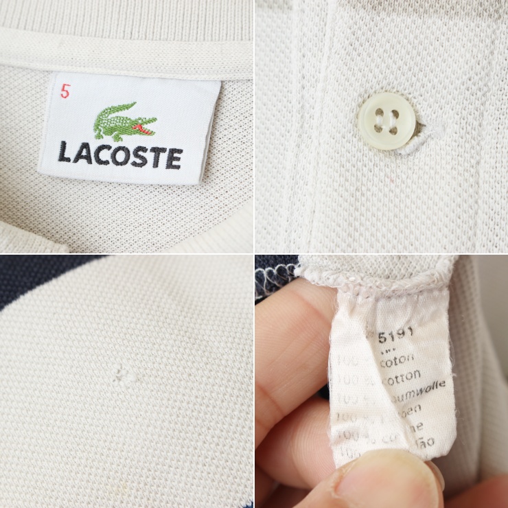 90s フランス企画 フレンチラコステ Lacoste 長袖 ボーダー ポロシャツ ...