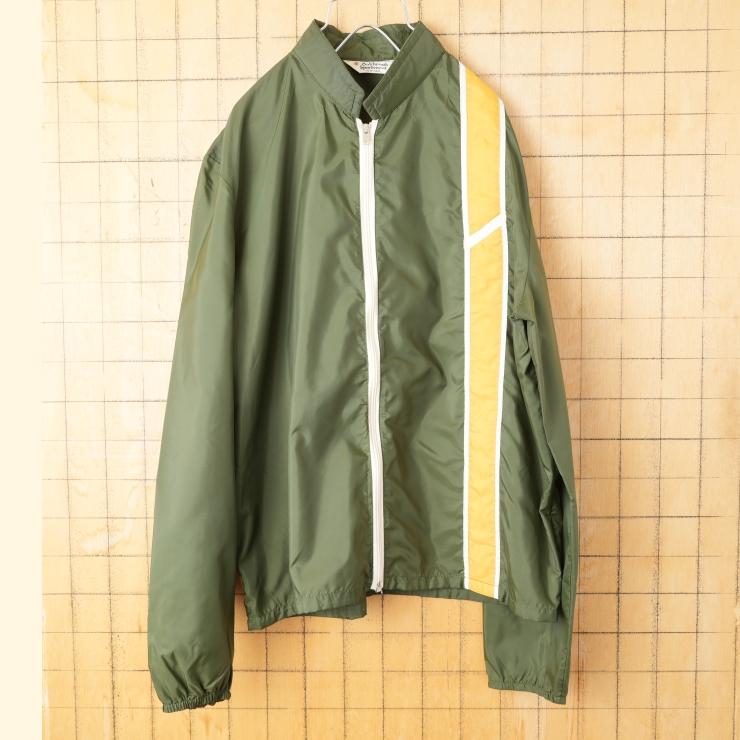 70s 80s USA Oakbrook Sportswear Sears ジップアップナイロンジャケット メンズL相当 グリーン アメリカ古着