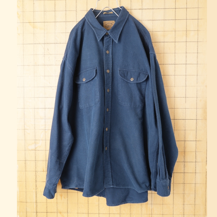 ビッグサイズ 90s USA ST JOHN'S BAY コットン シャモアクロスシャツ ネイビー メンズXXL 長袖 アウトドア アメリカ古着
