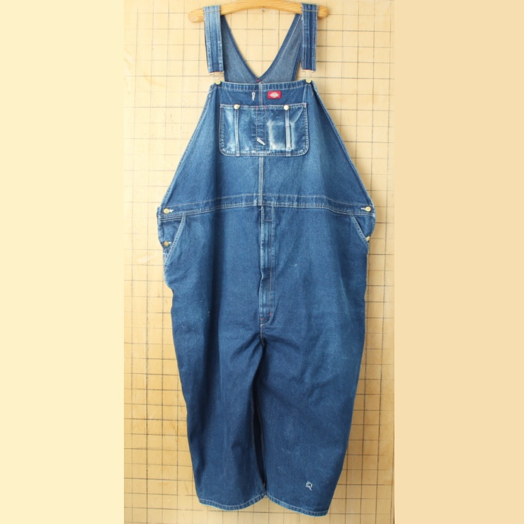 ビッグサイズ USA Dickies ディッキーズ デニム オーバーオール W60 ジッパーフライ ブルー アメリカ古着