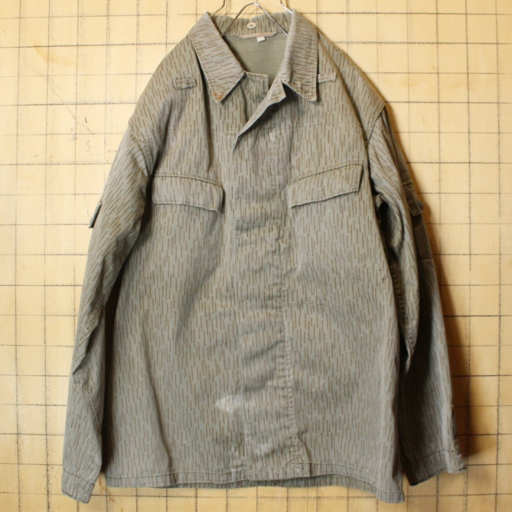 60s 70s 東ドイツ軍 レインドロップカモ フィールドジャケット メンズML相当 ミリタリー エルボーパッチ EURO ヨーロッパ古着