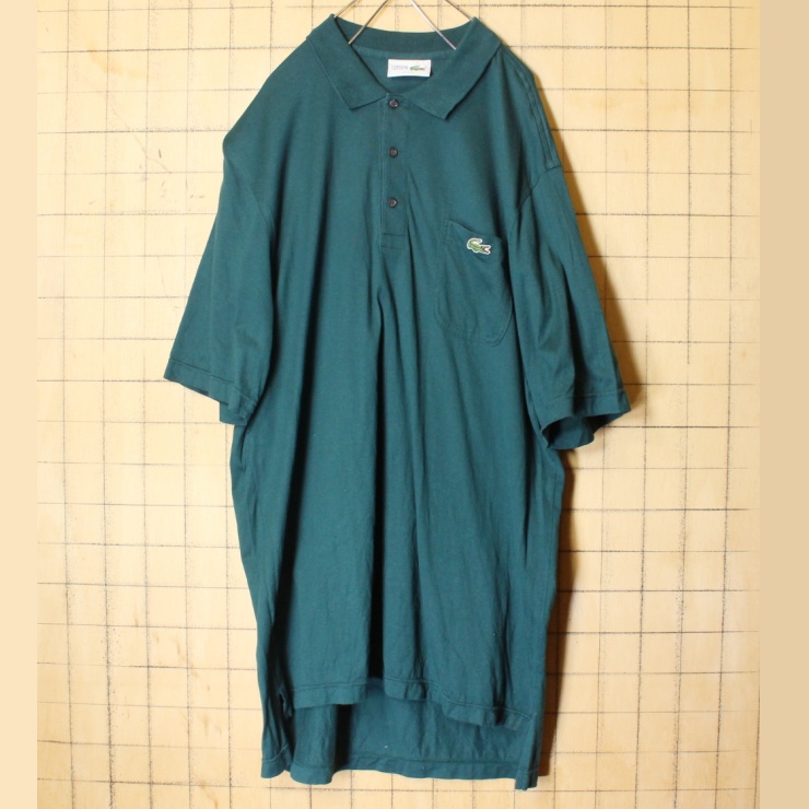 70s 80s フランス製 フレンチラコステ Lacoste 半袖 ポロシャツ グリーン メンズL相当 ワンポイント ヨーロッパ古着 033122ss62