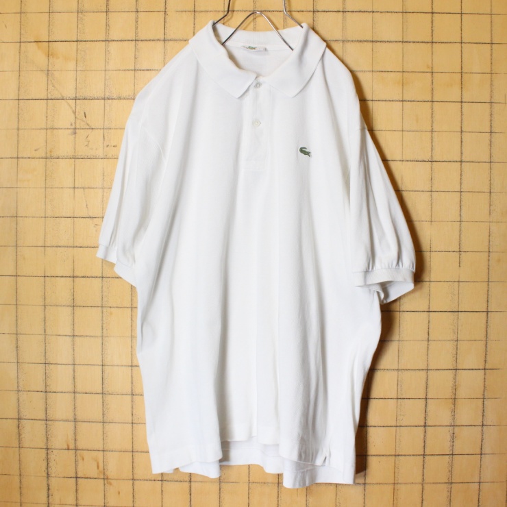 90s フランス企画 フレンチラコステ Lacoste 半袖 ポロシャツ ホワイト メンズL相当 ワンポイント ヨーロッパ古着 033122ss80