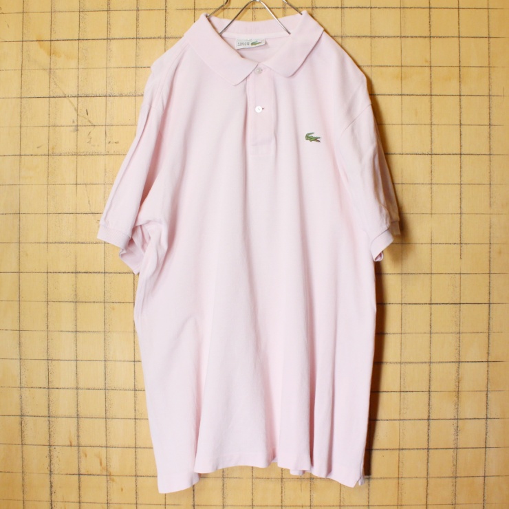 70s 80s フランス製 フレンチラコステ Lacoste 半袖 ポロシャツ ピンク メンズL相当 ワンポイント ヨーロッパ古着 033122ss81