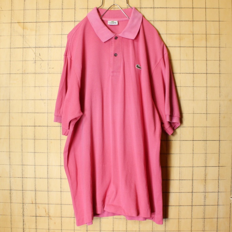 90s フランス企画 フレンチラコステ Lacoste 半袖 ポロシャツ ピンク メンズL相当 ワンポイント ヨーロッパ古着 033122ss82