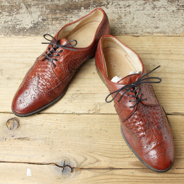 ITALY GIOVANI ウイングチップ レザー ドレスシューズ ブラウン メンズ26cm相当 ヨーロッパ古着