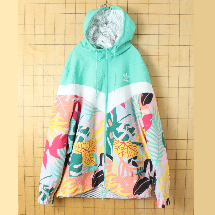 adidas Tropicalage Windbreaker アディダス ナイロンジャケット レディースM ライトグリーン 古着