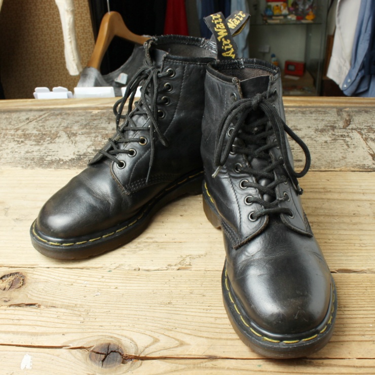 ENGLAND製 Dr.Martens ドクターマーチン 8ホール レザー ブーツ UK6 25cm相当 ブラック 本革 ワーク ヨーロッパ古着