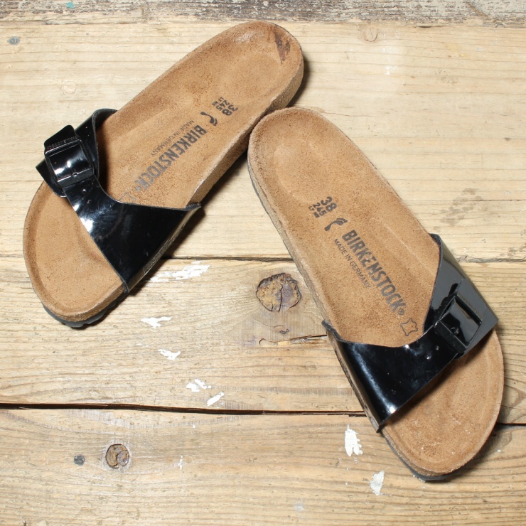 ドイツ製 BIRKENSTOCK ビルケンシュトック Madrid マドリッド サンダル 24.5cm ナロー ブラック ヨーロッパ古着 022523ss102