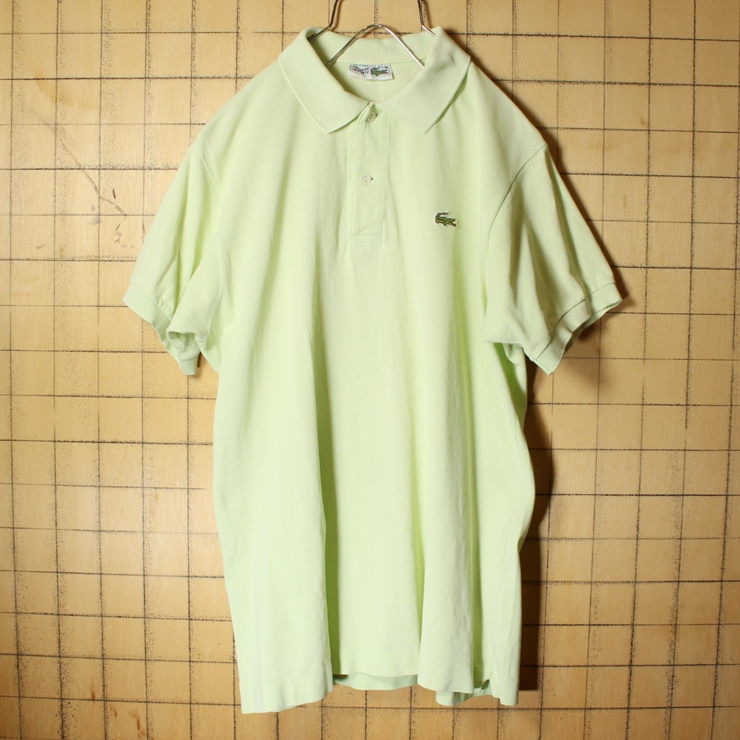 70s 80s フランス製 フレンチラコステ Lacoste 半袖 ライトグリーン メンズM相当 ワンポイント ヨーロッパ古着